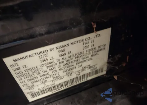 2006 Nissan Maxima 3.5 Se z USA, uszkodzony, nr VIN 1N4BA41EX6C831476